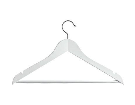 A white wooden clothes hanger isolated against a black background