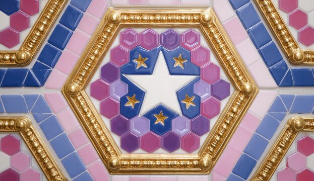 Geometric mosaic tile design with a star - Powered by Adobe