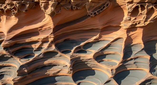 Stunning sandstone formations create a mesmerizing natural abstract with swirling patterns and textures, perfect for travel, nature, and geological themes