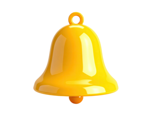 Gleaming gold bell with a smooth surface and loop, on black background