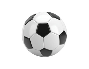 A standard soccer ball with black and white geometric shapes isolated on black