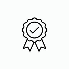 Simple black and white line art badge with checkmark symbol simple graphics for awards and recognition