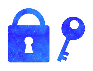 青い星空｜南京錠と鍵マーク