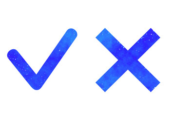 青い星空｜チェックマークとばつマーク