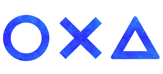 青い星空｜マル・バツ・三角のイラスト