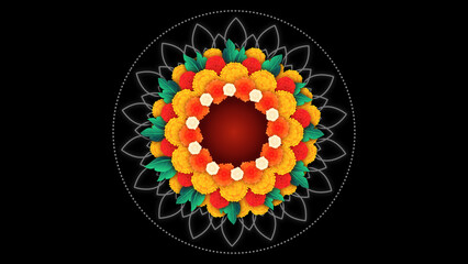 Traditional Floral Rangoli Design with Alpha Matte