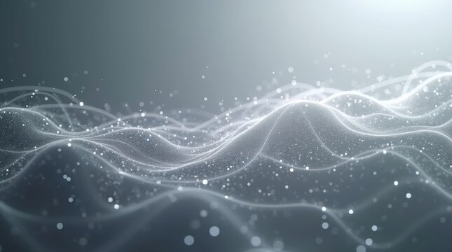 Abstract waves of light particles creating an ethereal atmosphere