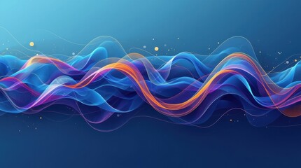 Abstract Digital Waveform Art with Glowing Particles