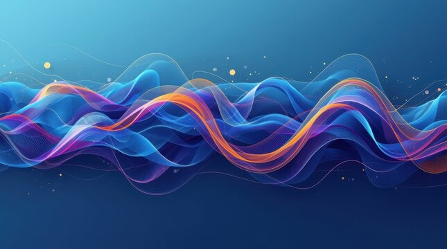 Abstract Digital Waveform Art with Glowing Particles