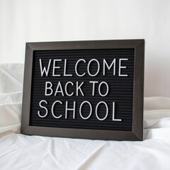 Welcome back to school sign on a white background, ideal for educational themes and celebrations