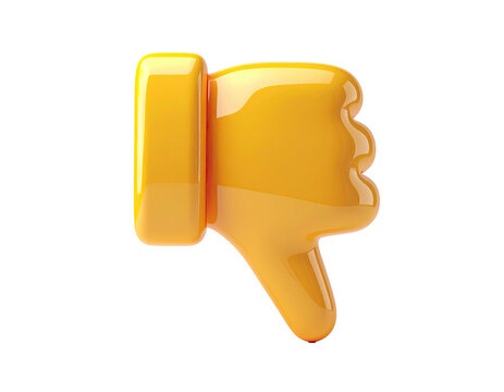 Shiny, yellow emoji hand giving a thumbs-down gesture against a black backdrop