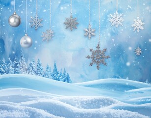 Winter Wonderland - A Festive Scene of Snowflakes and Ornaments.