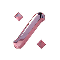 Rose gold percent sign isolated metallic symbol