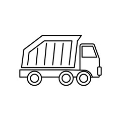 dump truck icon line art vector illustration on transparent background