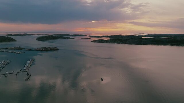 Peaceful Sea and Islands along Bohusl&auml;n Coast at Sunset