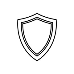 shield icon line art vector illustration on transparent background