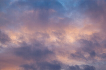 Purple orange background, photo of the evening sky during sunset