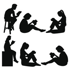 Diverse Group of People Silhouettes Standing and Sitting