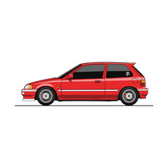 Jdm hatchback car icon logo flat vector design