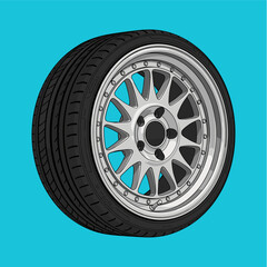 Obraz premium Jdm racing car tire reem icon logo flat vector design