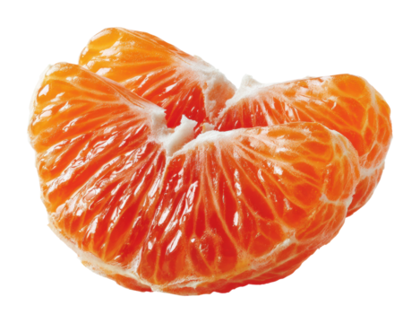 Tasting fresh mandarin segments kitchen food bright isolated on transparent background