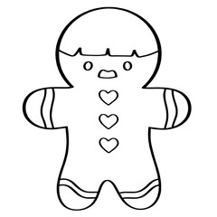 Gingerbread Man icon, sign, label, coloring or sticker for decoration item.