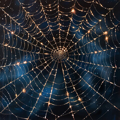 Cutout of Spider Web with Glitter Strands on Transparent Background