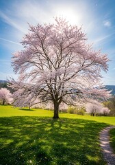 Spring Blossoms in a Sunny Meadow.