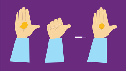 Human hands showing stop gesture. Vector illustration in flat design style.