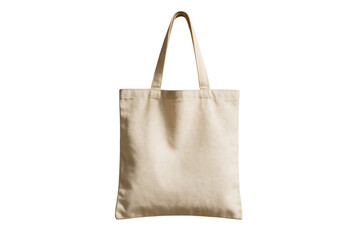 Plain beige cotton tote bag with handles isolated on white background, clean and minimal layout concept for eco-friendly packaging. Ai generative