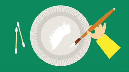 Illustration of flat plate design with paint brush