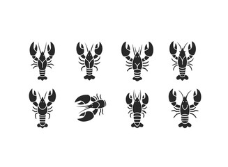 Collection of Stylized Lobster Icons.