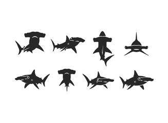 Hammerhead Shark Silhouettes Collection.