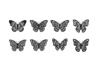 Ornate Black Butterfly Silhouettes Collection.