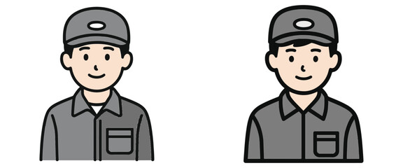 Minimal Vector Illustration of Worker in Uniform and Cap – Service and Delivery Icon