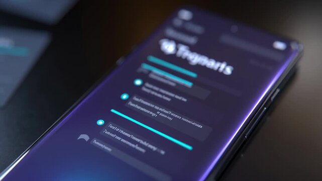 Smartphone highlights notifications and updates at night in a darkened room with glowing screen effects