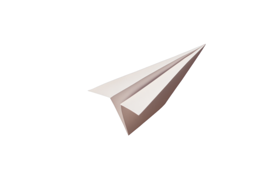 Simple paper airplane isolated in closeup style on white background, clean layout for creative design and communication concept. Ai generative