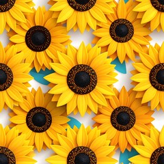 Vibrant Sunflower Pattern - A Cheerful and Sunny Floral Design.