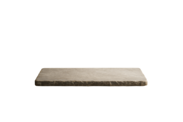 Rectangular stone slab isolated on white background, clean layout, natural surface element for food presentation or product display. Ai generative