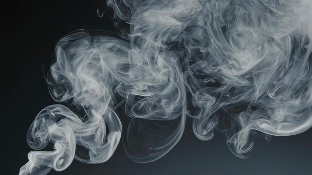 A swirling composition of white, wispy smoke, undulating across a dark background. Subtle gradients