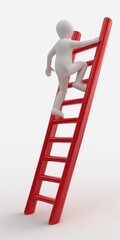 Stick Person Climbing a 3-Dimensional Ladder of Success in Business