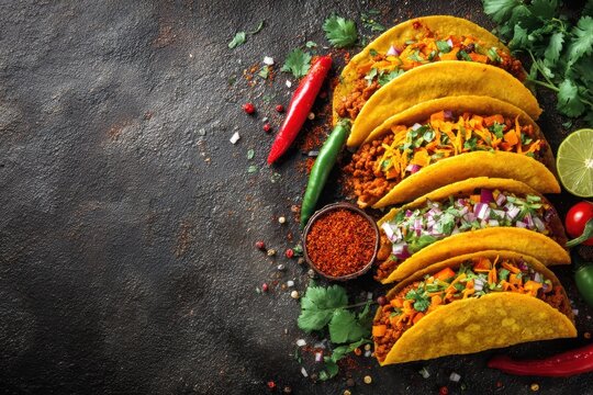 Taco Party Poster. Celebrate Cinco de Mayo with Traditional Mexican Tacos and Chili