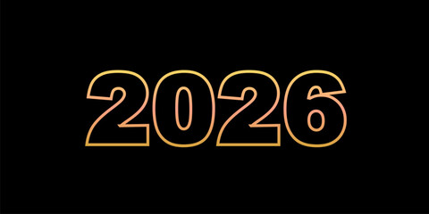 2026 Text in Bright Orange and Yellow Gradient Design