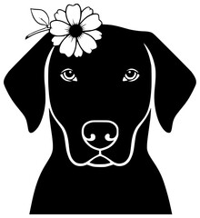 Dog Flower Silhouette Minimalist Line Art Logo Icon