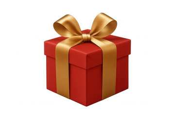 Fototapeta premium Red gift box with gold ribbon and bow, symbolizing celebration, holidays, and special occasion presents