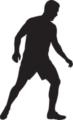 Minimalist vector-style silhouette showing a male figure in active pose — great for print, web, apps, banners, motivational content, event promotions, and any project needing clean, energetic human mo