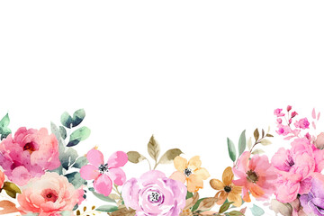 Watercolor flowers background vector for design.