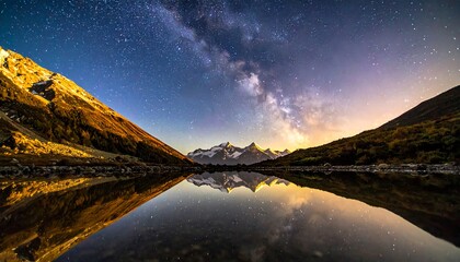 Night Reflections - Milky Way Over Mountain Lake.
