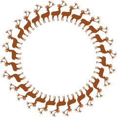 Wild animal frame. Christmas reindeer template for your text. Hand drawn vector illustration