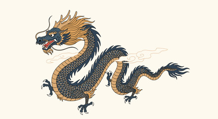 Obraz premium Ancient Eastern mythical creature an intricate artistic representation of a dragon.